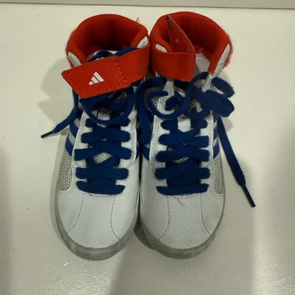 adidas | Shoes | Adidas White And Blue Wrestling Sneaker | Poshmark